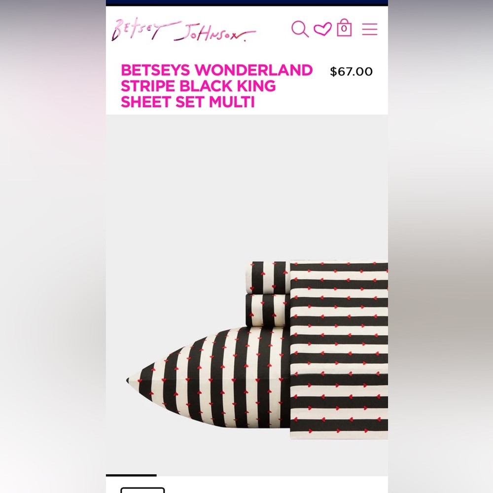 Betsey Johnson Performance Collection Sheet Set-Wonderland Stripe-TWIN XLONG New
